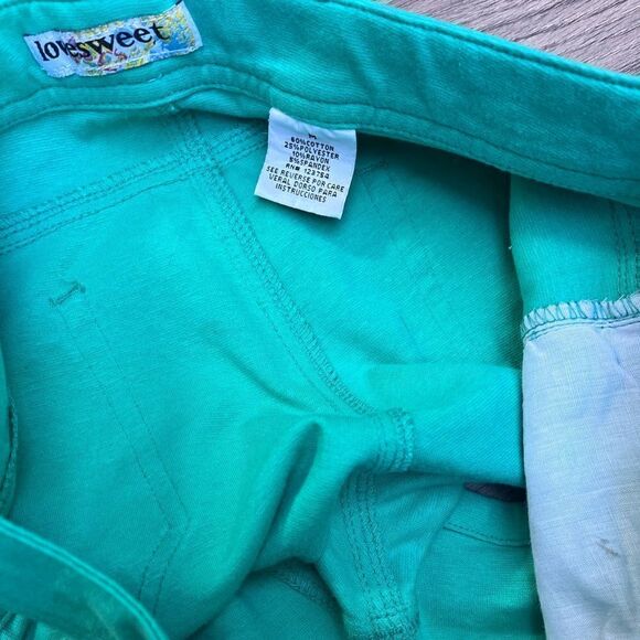 LOVE SWEET BRIGHT GREEN KNIT STRETCH SHORTS 5-POCKET DENIM STYLE JUNIOR SIZE M - Picture 7 of 9
